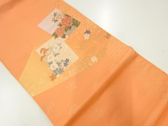 JAPANESE NAGOYA OBI / WOVEN PEONY
